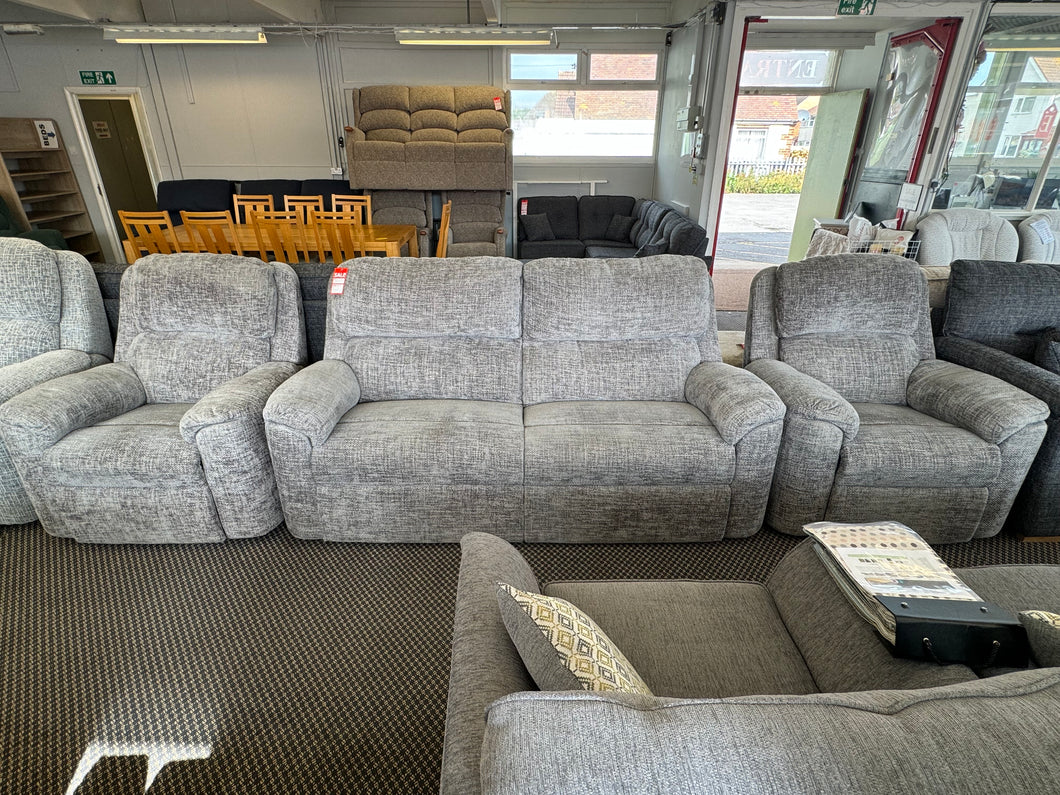 MEGA OFFER... 3 Seat fixed Sofa + 2 POWER Reclining Chairs