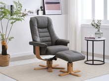 Load image into Gallery viewer, Stoke | Faux Leather | Swivel Recliner with Stool