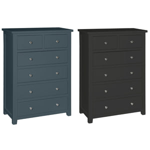 Hatton 2 over 4 Drawer Chest - Painted Blue or Charcoal