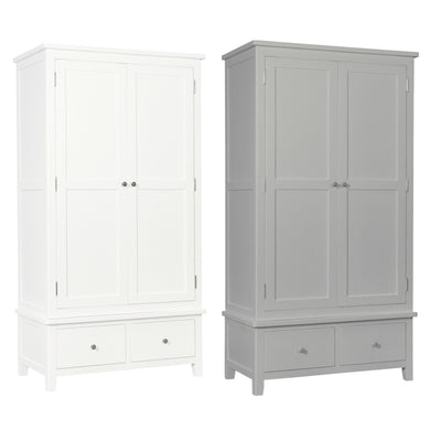 Hatton 2 Door 2 Drawer Wardrobe - Painted White or Grey