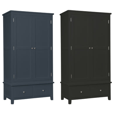 Hatton 2 Door 2 Drawer Wardrobe - Painted Blue or Charcoal