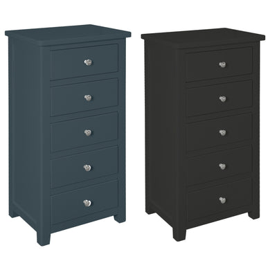 Hatton 5 Drawer Wellington Chest - Painted Blue or Charcoal