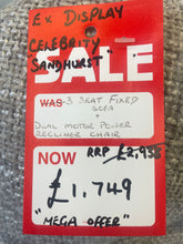 Load image into Gallery viewer, 'Celebrity Sandhurst' 3 Seat Sofa + Dual Motor Power Recliner