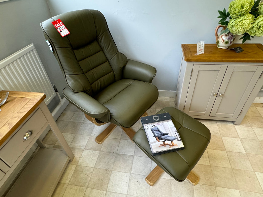 Faux Leather | Stoke Swivel Recliner with Stool