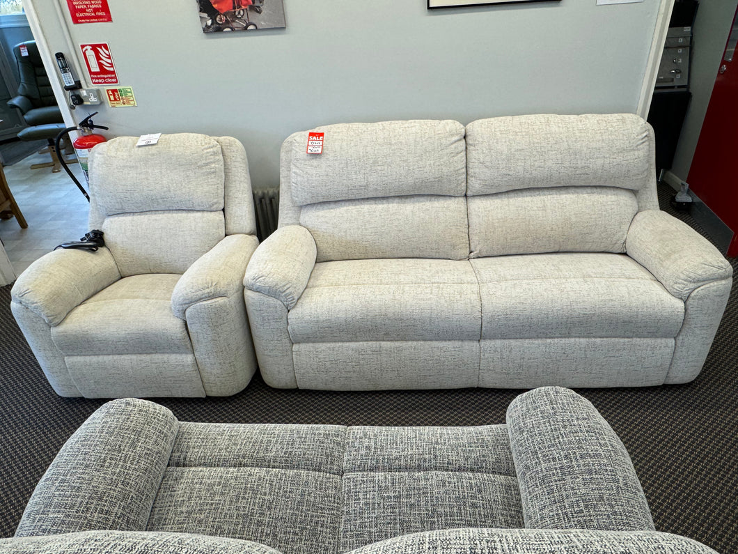 'Cambridge' 3 Seat Sofa + Power Rise Recliner Chair