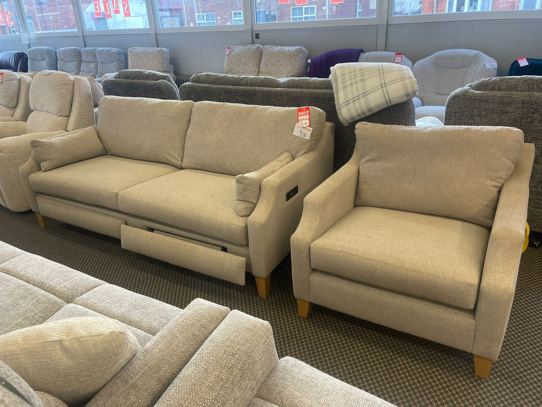Ex-Display 'Celebrity Burlington' 3 Seat Power Reclining Sofa + Fixed Chair