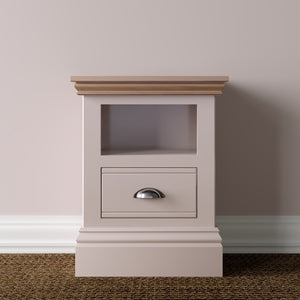 New England | 1 Drawer Open Shelf Bedside - Choice of Colour