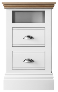 New England | 2 Drawer Open Shelf Bedside - Choice of Colour