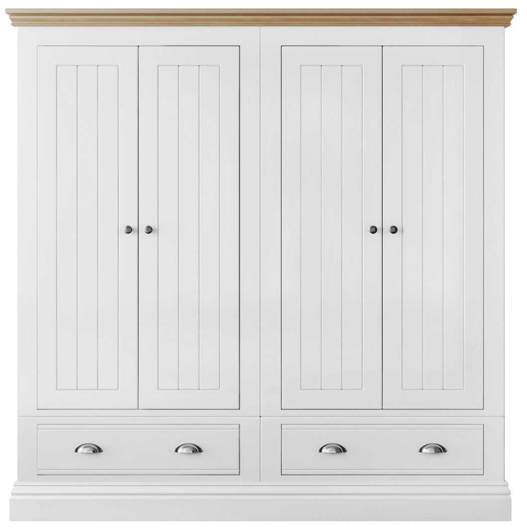New England | 4 Door Wardrobe + Drawers  - Choice of Size