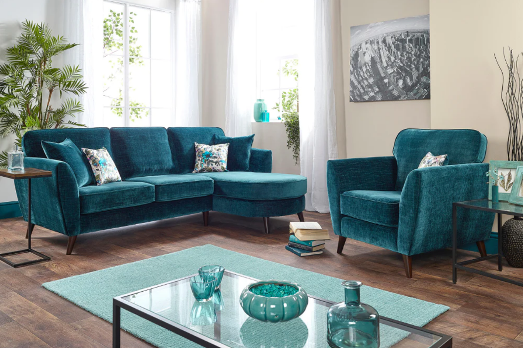In Stock - Amber 3 Seat Chaise Sofa + Chair