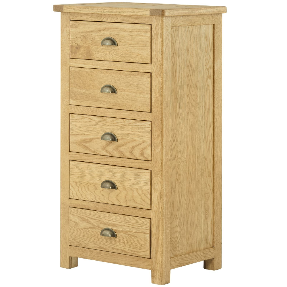 Binbrook 5 Drawer Narrow Chest - Oak