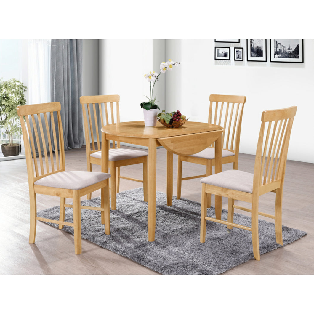 Cranwell Round Drop Leaf Dining Set (Includes 2x Chairs) - Oak