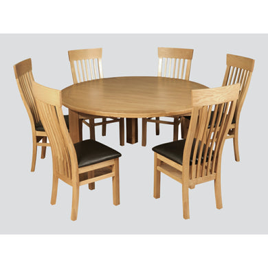 Tealby Round Dining Table SET (Inc. 6 x Chairs) - Oak