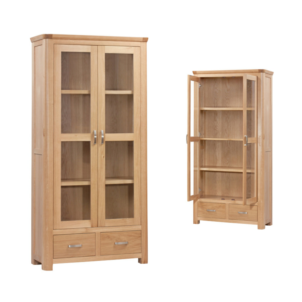 Tealby Glass Display Unit - Oak
